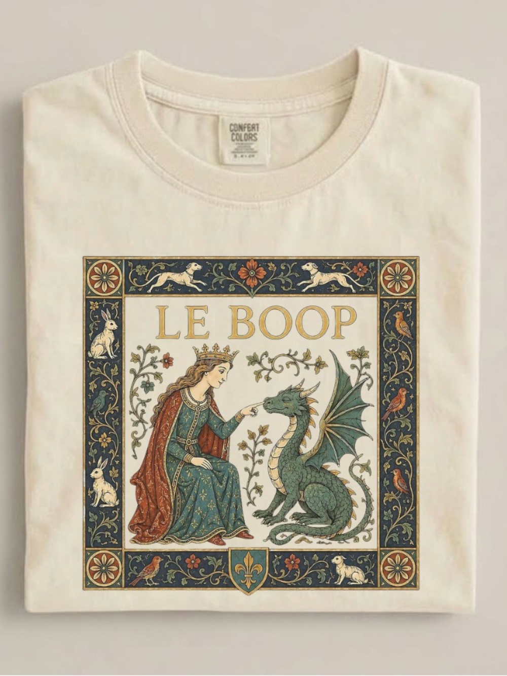 Comfort Colors LE BOOP Medieval Dragon Fantasy Tee Princess & Dragon Artwork Tee